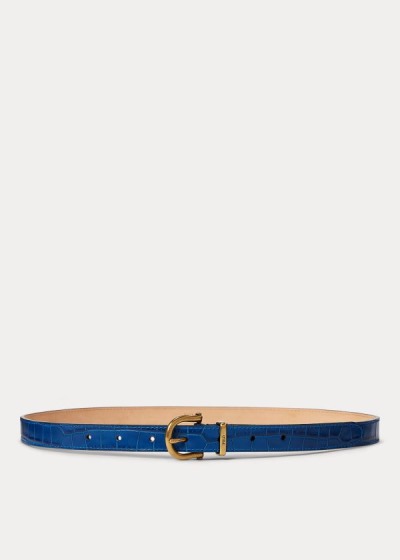 Women's Polo Ralph Lauren Crocodile-Stamped Leather Belt | 261073ODJ